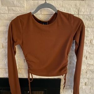 two tops, brown is forever 21, blue long tshirt is shein